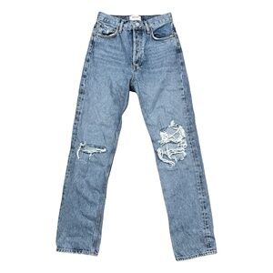 AGOLDE 90s Pinch Waist High Rise Straight Navigate Distressed Jeans Womens 25